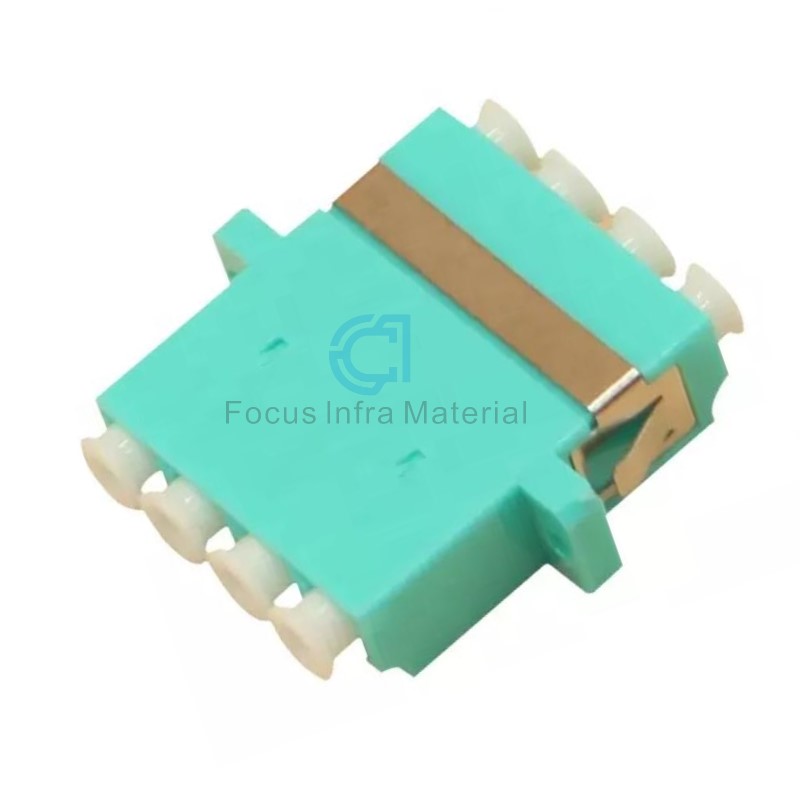 Fiber Opptical Adapter FTTH Fiber Optic Connector LC PC Multimode Fiber Optic Coupler Fiber Adapter Quad Adapter with Flange Metal Clips