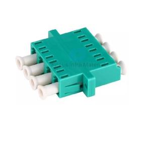 LC UPC OM3 Quad Fiber Optic Adapters Connectors With Flange